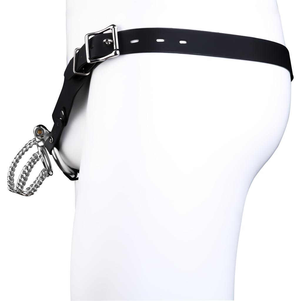 New FRRK-313A Wearable BDSM Chastity Cage Three Sizes Available for Male Penis Chastity Lock Stainless Steel + Synthetic Leather