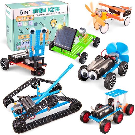 6-in-1 STEM Kit for Kids Ages 6-12, STEM Toys for Boys Ages 8-12, Robot Building Kit & Car Crafts for Kids, Science Activities Robotics Kits for 6 7 Medium
