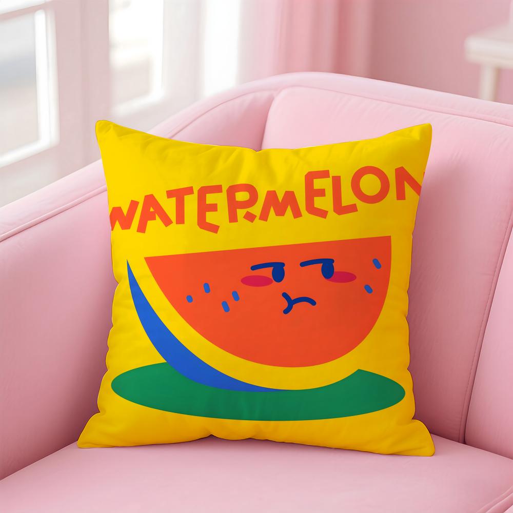 Cute Anime Fruit Illustration Cushion Cover Pillow Case Soft Friendly Fabric Concealed Zipper