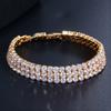 S0147 Sparkling Three-Row Zircon Bracelet Environmentally Friendly Copper Electroplated Gold Color-Retaining Hand Jewelry