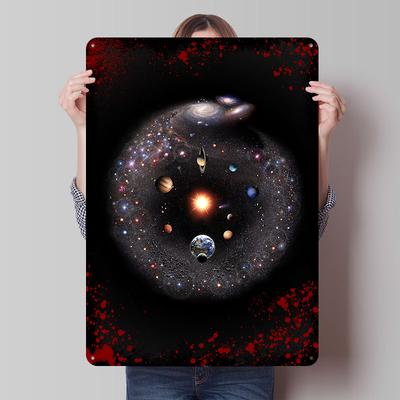 Poster Sistema Solare e Galassia Arte da Parete Personalizzato Segni Metallici Vintage Targhetta in Latta Retrò per Man Cave Decorazione Gaming Stanza Casa