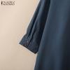 ZANZEA Women Turn Down Collar Loose Casual 3/4 Sleeve Shirt Dress