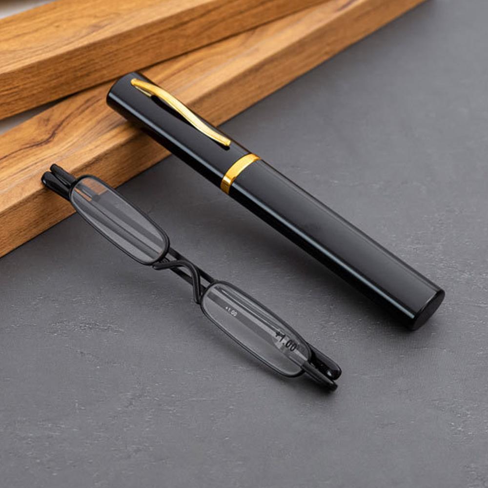 Portable Pen Holder Reading Glasses Men Women Ultra Light Presbypic Glasses Male Small Pocked-sized HD Lens Reading Glasses