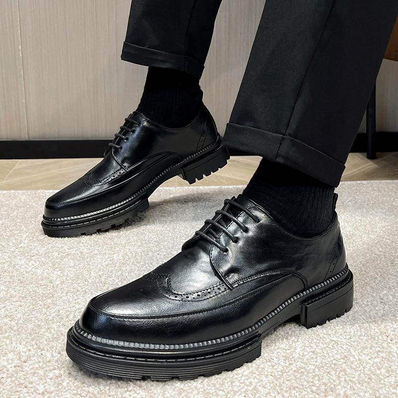 Retro Brock Flower Leather Shoes Men'S Spring And Autumn Large Size British Men'S Leather Shoes 45 46 Shoes Px25-T