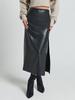 Autumn PU Pleated Skirt High Waist Zippered Half Body Skirt Slim Fit Bodycon Long Dress for Women