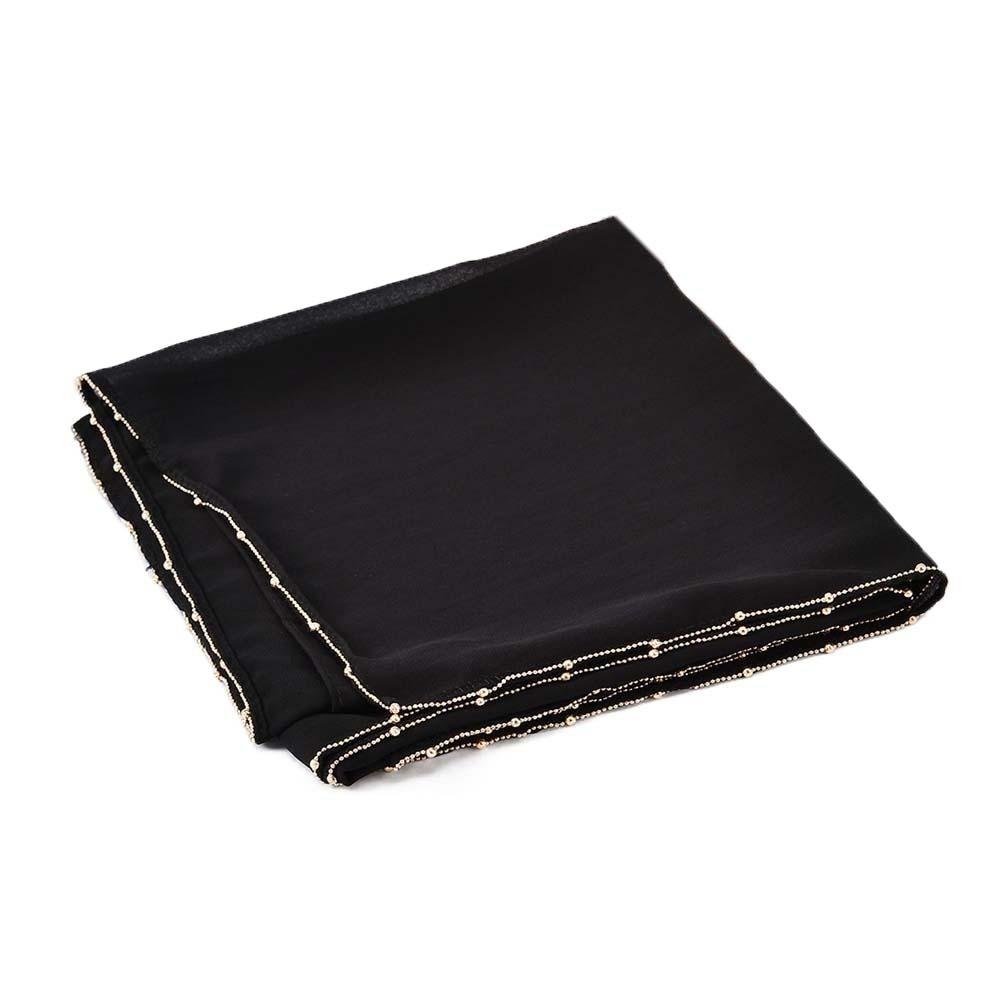 Elastic Colorful Beaded Headscarf Hijab Chiffon Large Shawl Ethnic Style Printed Tail Turban  Women