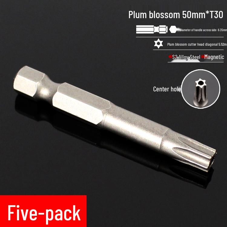 Plum Blossom S2 Magnetic Hex Screwdriver Set - 6.35mm Pneumatic Drill Bit Set