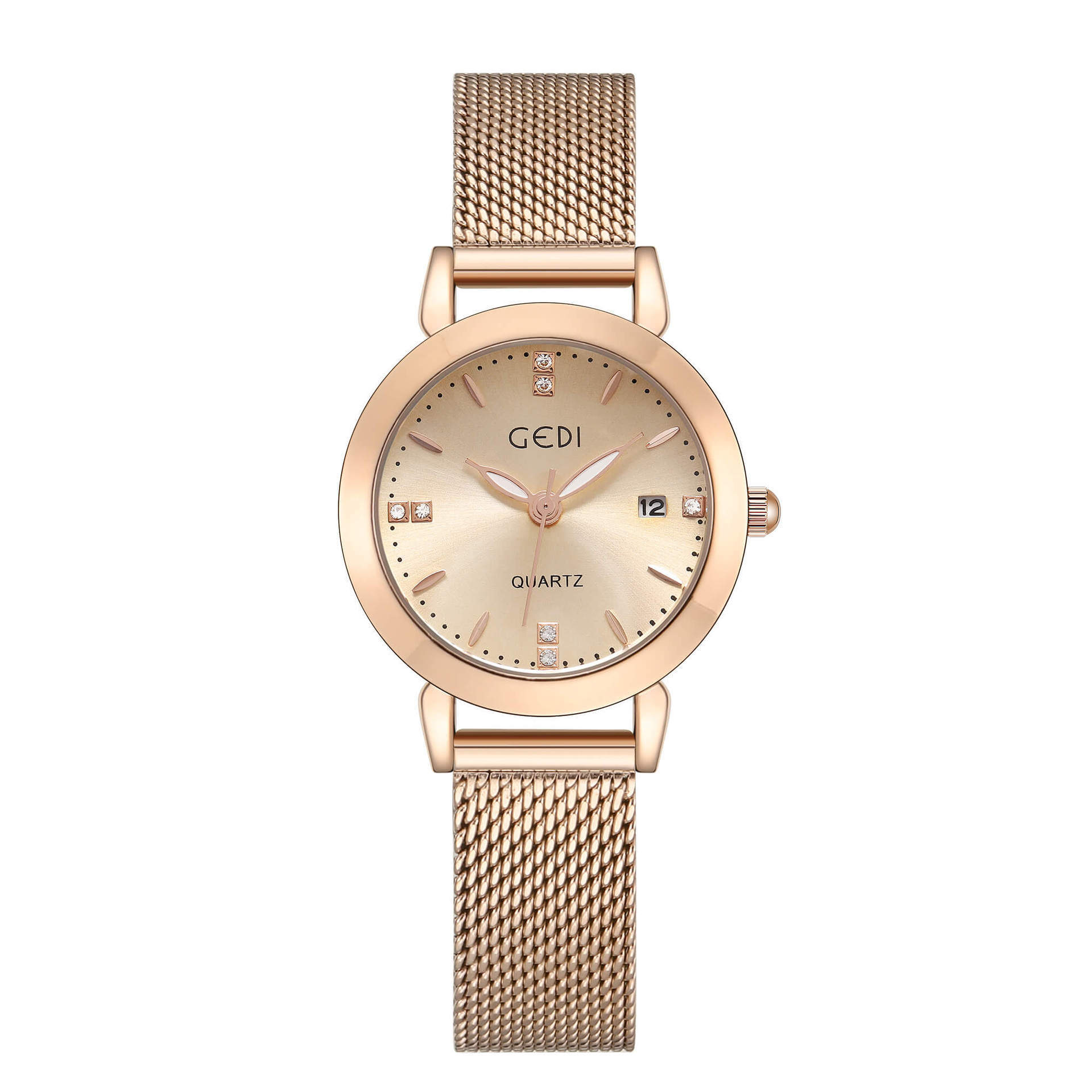 Light Luxury Diamond-Encrusted Calendar Women S Fashion High-Value Waterproof Stainless Steel Mesh Belt Quartz Watch