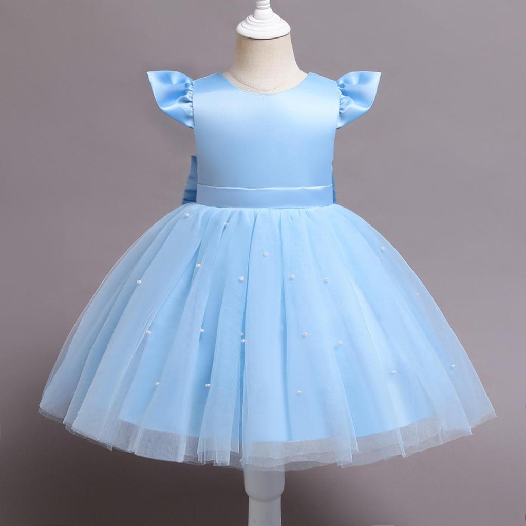 Toddler Girl Red Christmas Princess Dress Cute Baby Girl Birthday Party Tutu Gown Newborn Backless Bow Beading Costume
