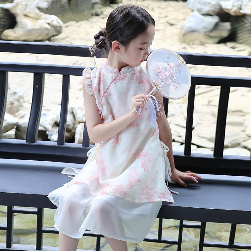 2026 New Summer Cheongsam: Girls' Chinese-Style Tang Suit Dress