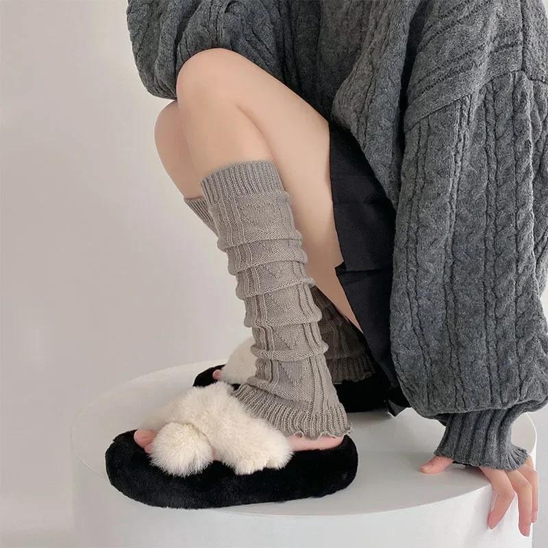 Cotton Knitted Foot Cover Knee Socks Jk Girls Leg Warmers Stocking Japanese Fashion Lolita Kawaii Ruffle Socks Women Leg Warmers