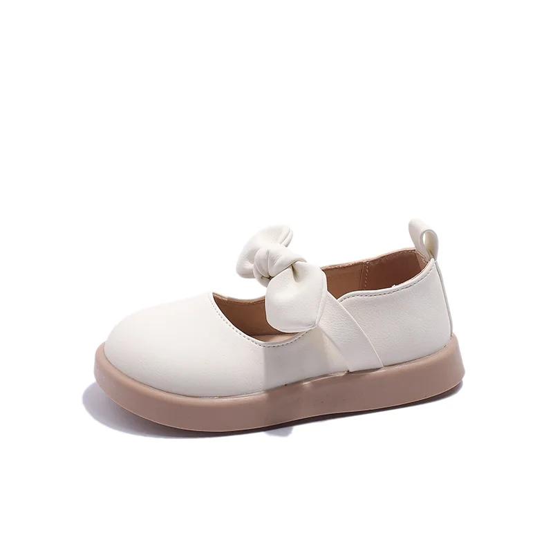 New Sweet Girls Leather Shoes Spring Autumn Solid Color Daily Day Little Girl School Shoe Kids Princess Shoes Soft Bottom G09073