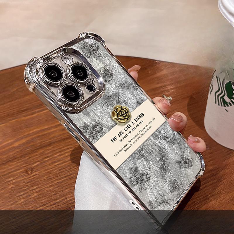 

Тег Роза Подходит для чехла для мобильного телефона Apple 16e 15promax Перо Пряжа Карта 14 Высококлассное Чувство 13 Трехмерный 11 Гальванопокрытие iphone 16e