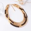 Leisure trend punk style metal wood multi-section tubular splicing multi-layer necklace light luxury high-end women