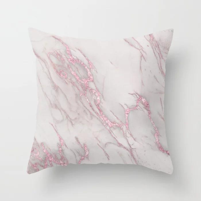 Marble Texture Nordic Style Peach Leather Velvet Pillow Case Pillow Core Modern Simple Car Cushion Premium Durable
