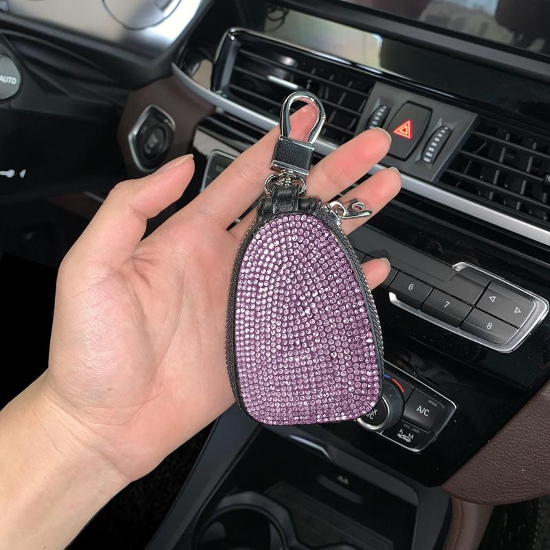 Lesklý diamantový křišťálový kryt na klíče do auta Úložné pouzdro Přívěsek na klíče Pouzdro na klíče Peněženka Bling Auto Decor Autopříslušenství pro ženy Dívky