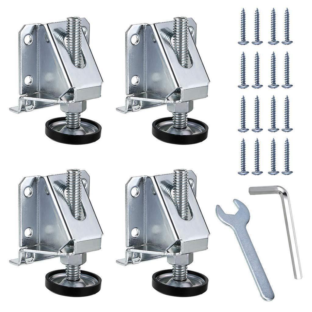 4 Pack Black Leveling Feet Heavy Duty Adjustable Furniture Leveler Legs with Installation Screws Lock Nuts and Wrench