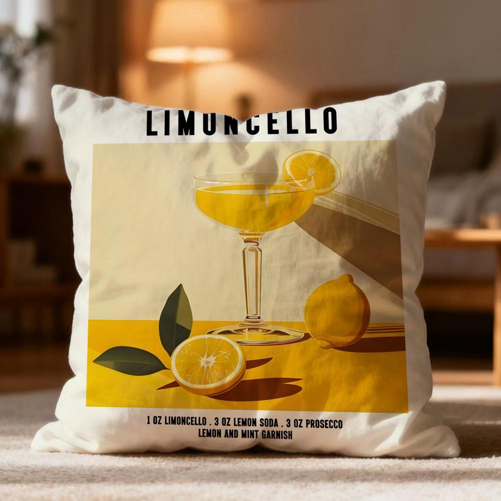 Popular Limoncello Cocktail Cushion Cover Soft Washable Pillow Case Multi-Scene For Couch Bed Travel Office Use