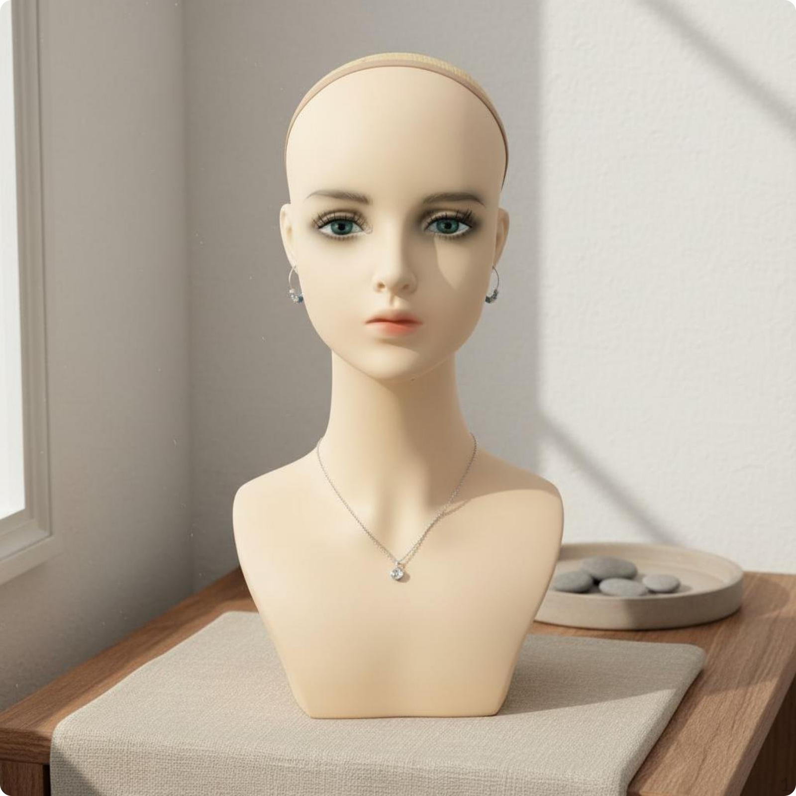 Hairpiece Mannequin Head Photography Prop Display Realistic Face Shape Female