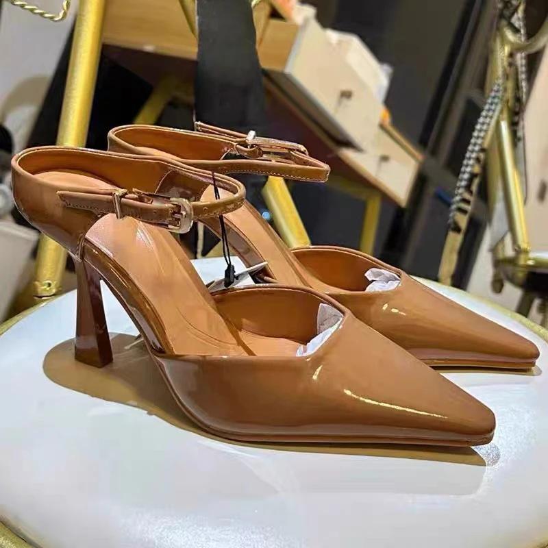 Ankle Strap Woman High Heels Pumps Elegant Shallow Mouth Luxury Office Lady Shoes  Spring Party Dress Slingbacks Stilettos