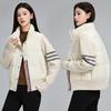 Cotton clothes women's short autumn and winter new stand-up collar loose splicing knitted loose casual jacket jacket cotton-padded clothes
