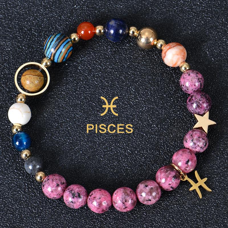 Eight Planet And Twelve Constellations Natural Stone Bracelets Matte Stone Bead Bracelet Planet 12 Constellations Bracelet