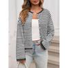 Women's Striped Contrasting Sweater for Autumn and Winter, Long Sleeved Casual Cardigan