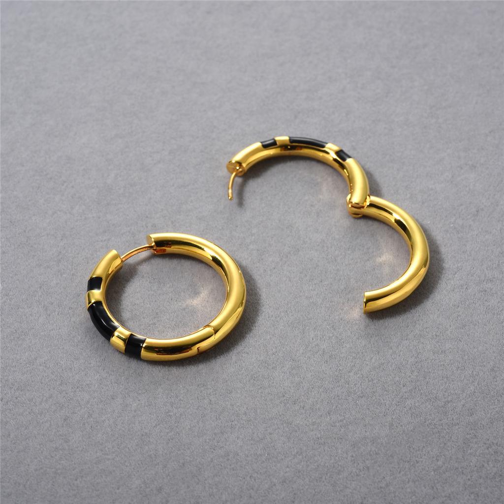 Premium Gold Copper Plated 18K Real Gold Drop Glaze Earrings, Ear Buckles, Fashionable Retro Simple Temperament Versatile Earrings