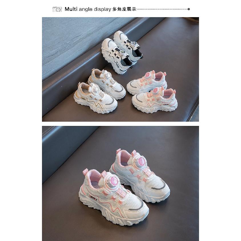 Dziecięce buty sportowe Wiosna i Jesień Nowe Chłopięce buty sportowe Siateczkowe Oddychające Duże Dzieci Obrotowy Przycisk Dziewczęce Modne