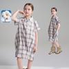 Girls' Summer Plaid Shirt Dress