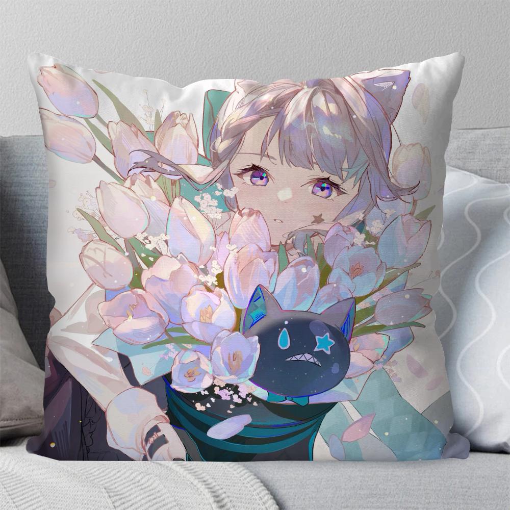 Lynette Anime Game Genshin Impact Pillow Case Square Pillow Bedroom Sofa Leisure Comfort Car Living Room Home Decoration 40X40