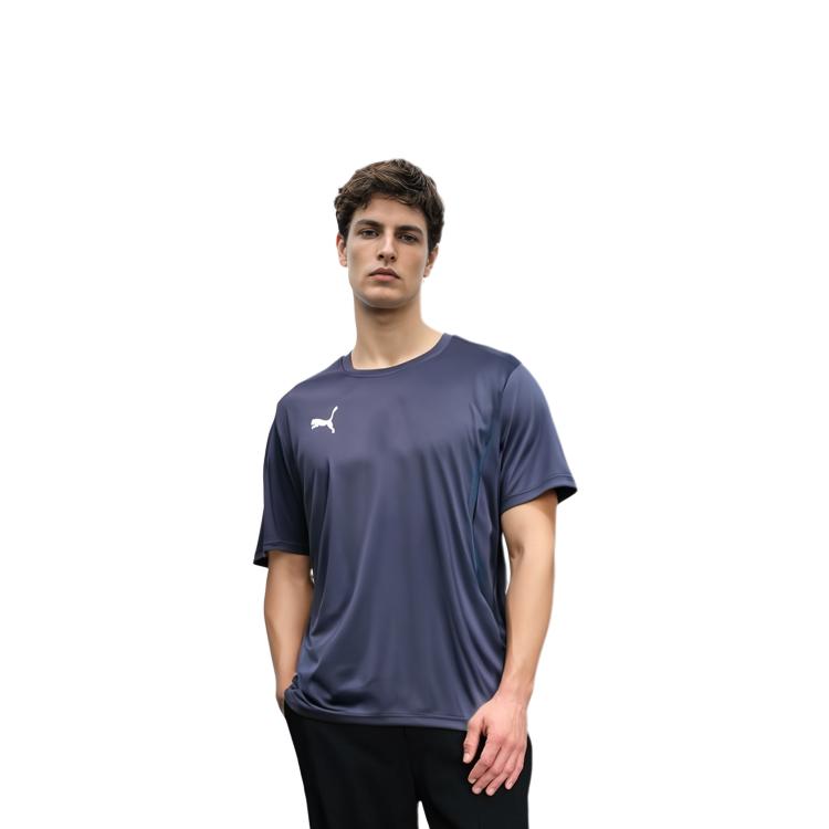 Puma Solid Color Casual Comfortable Breathable Sports Training Outdoor Fashion Crew Neck Short Sleeve T-Shirt Men Tops Navy-Blue 658636-06