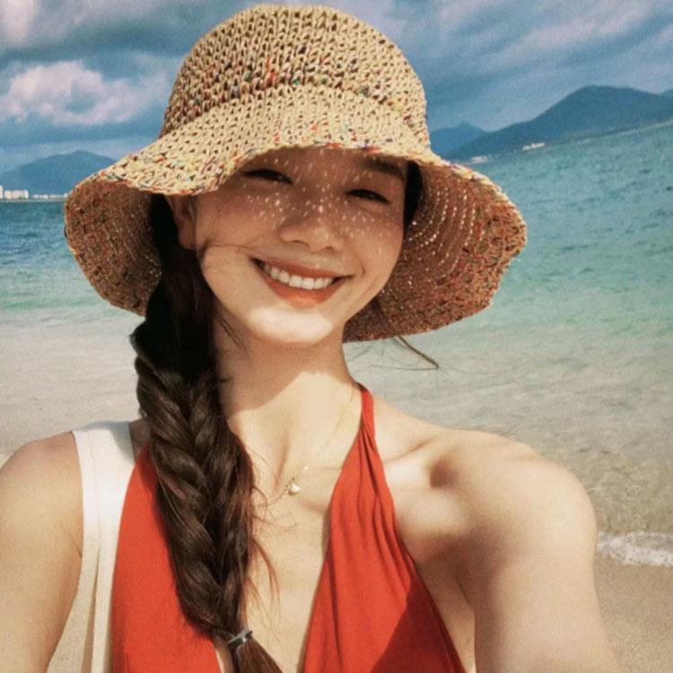 

Women s Summer Beach Sunshade Straw Bucket Hat - Foldable and Perfect for Seaside Photos M (56-58cm) хакі