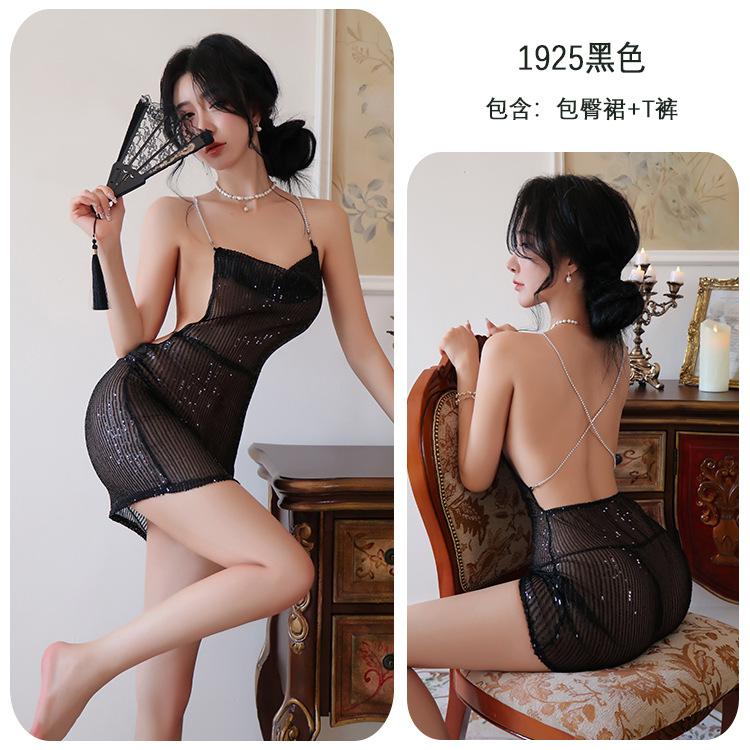 Sex underwear sexy nightgown nightclub sequined skirt tight hip skirt neck suspender skirt