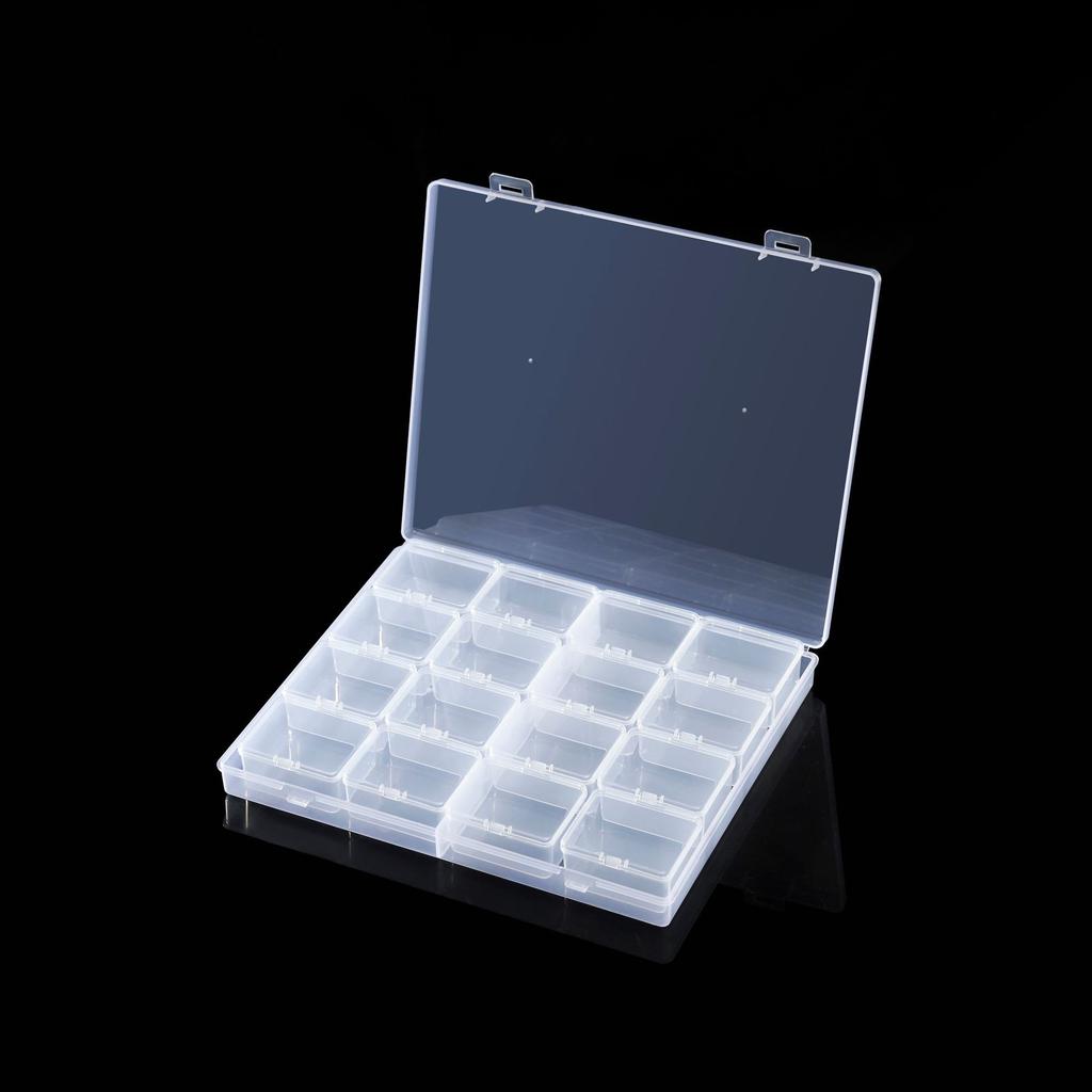 4 Rows Of 16-Grid Boxes, Desktop Transparent Finishing Box, Nail Art Jewelry Anti-Oxidation Plastic Sealing Box, Separate Packaging Box