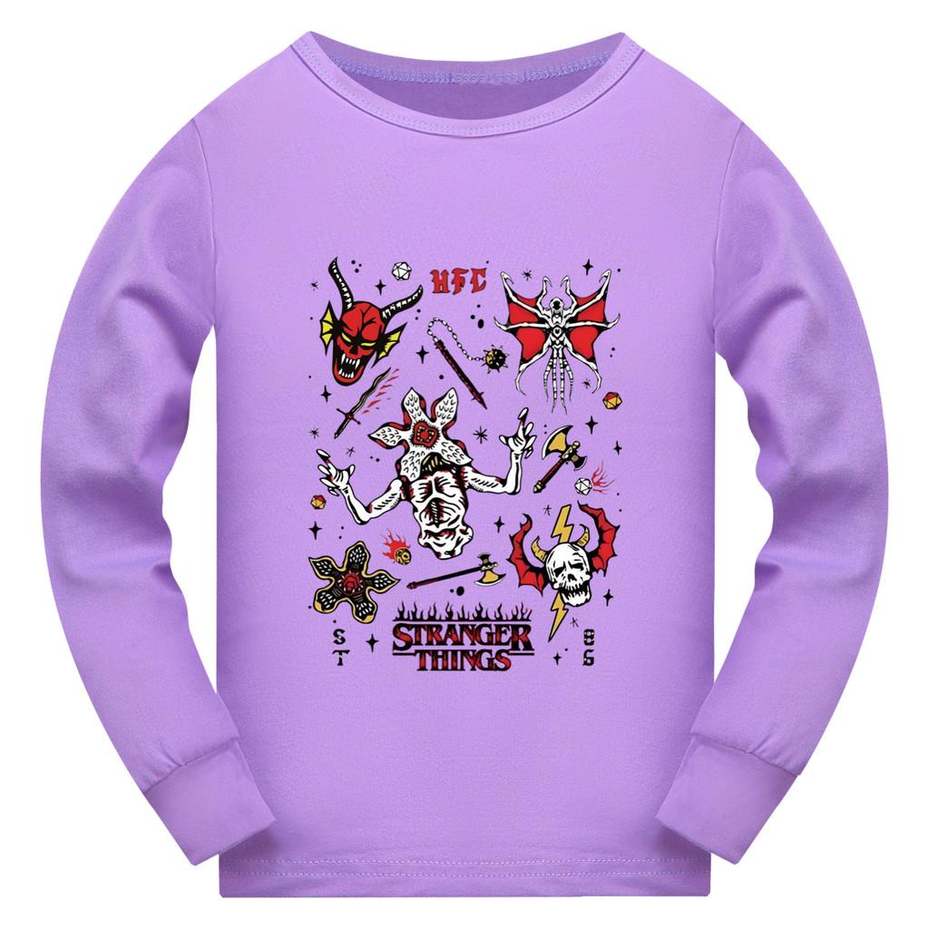 5254 Kids Boys Girls Stranger Print Long Sleeves T-Shirt