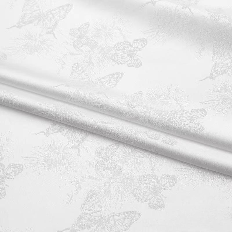 

Chinese Style Butterfly Jacquard Sewing Fabric Summer Qipao Dress Frog Closure Top Breathable Satin DIY Textile Luxury Clothing 100x150cm