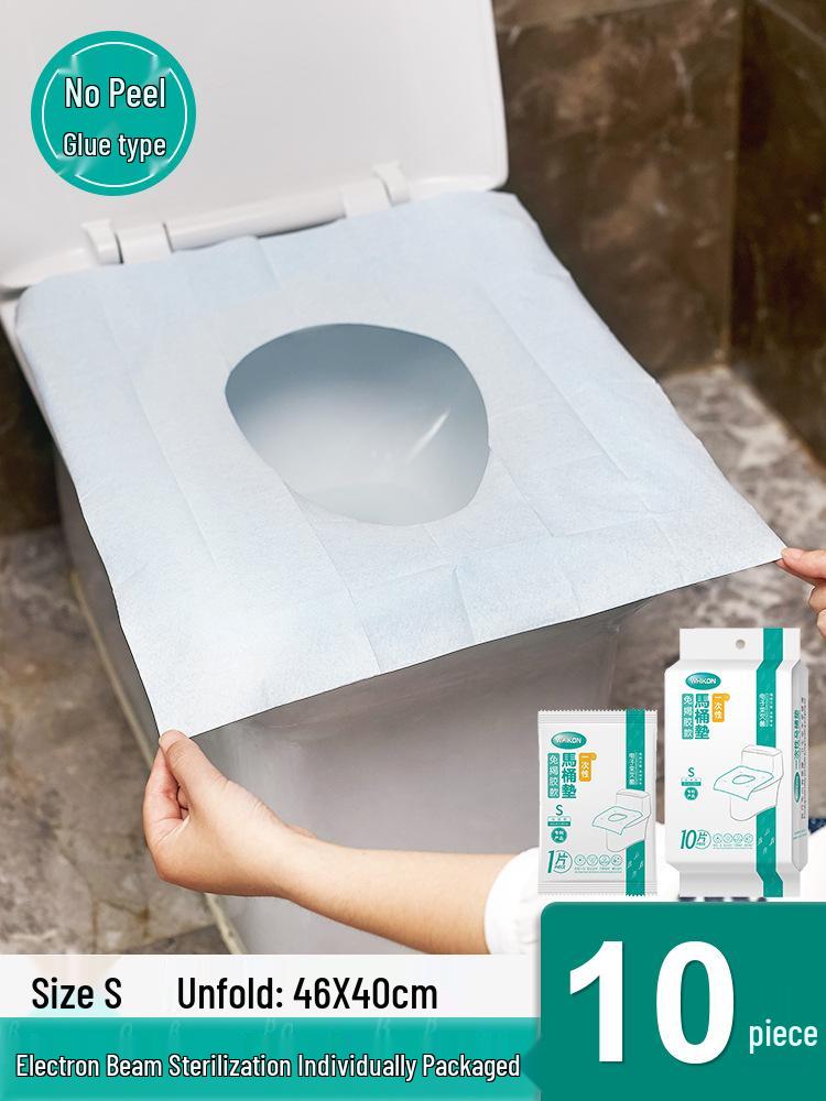 Thickened Disposable Toilet Seat Covers with No-Peel Adhesive – Ideal for Travel & Hotel Use