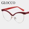 Vintage Cat Eye Reading Glasses Frame Stylish Semi Metal Rim Prescription Eyeglasses Trendy Brand Computer Filter Blue Light