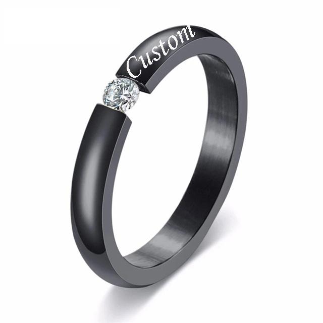 Custom Stainless Steel Wedding Couple Rings for Women Men Engagement Bands CZ Stone Puzzle Solitaire Party Ring Jewelry Gift