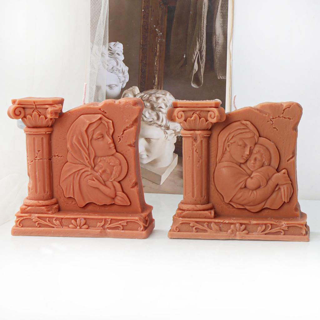 Roman Pillar Virgin Statue Candle Silicone Mold Roman Pillar Virgin Mary Angel Sculpture Resin Silicone Mold Jesus Candle Mold