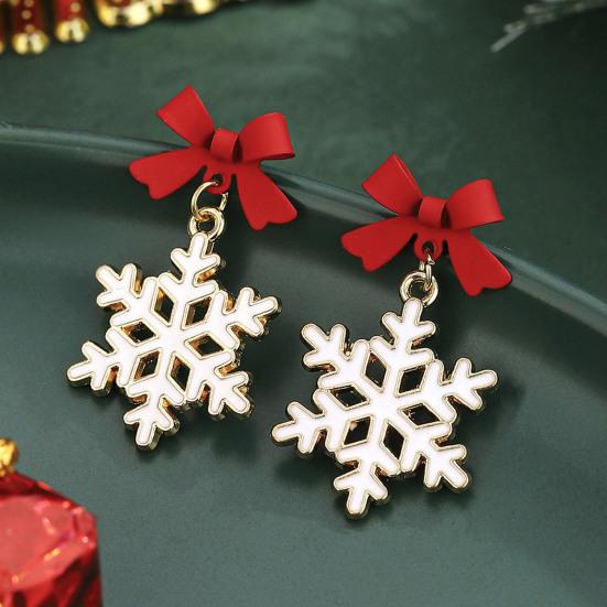 1 Pair Christmas Earrings Deer Snowflake Xmas Tree Design Hook Earrings Sparkling Rhinestones Party Earrings