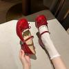 2026 New French Retro Mary Jane Shoes for Women  Thick Heel  Mid-heel  Round Toe  Shallow Opening Single Shoes