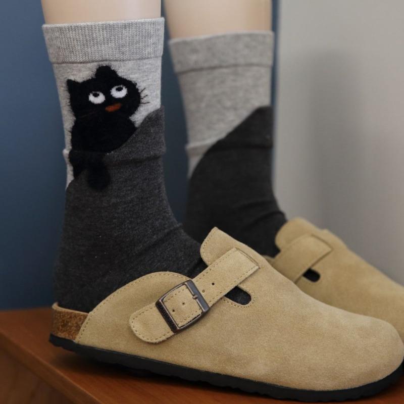 

Носки с начесом для детей, Средней длины гольфы с двусторонними колпачками, Мультяшный стиль для девочек, Длинные носки с игривым дизайном. 1 pair