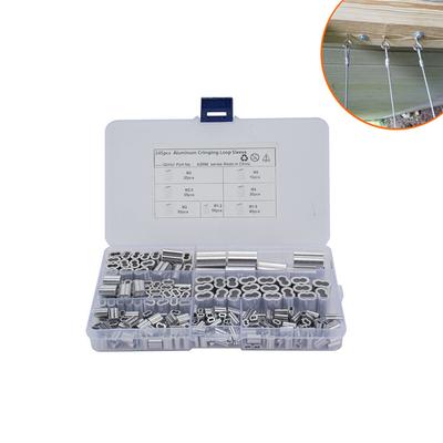 245 × M1.2 / 3/4 / 5 7-Size Aluminum Crimping Loop Sleeve Assortment Kit for Wire Rope Cable Thimbles Rigging