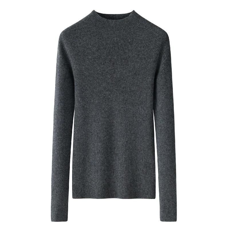 Women’s Slim-Fit Semi-High Neck 100% Pure Cashmere Sweater for Autumn/Winter
