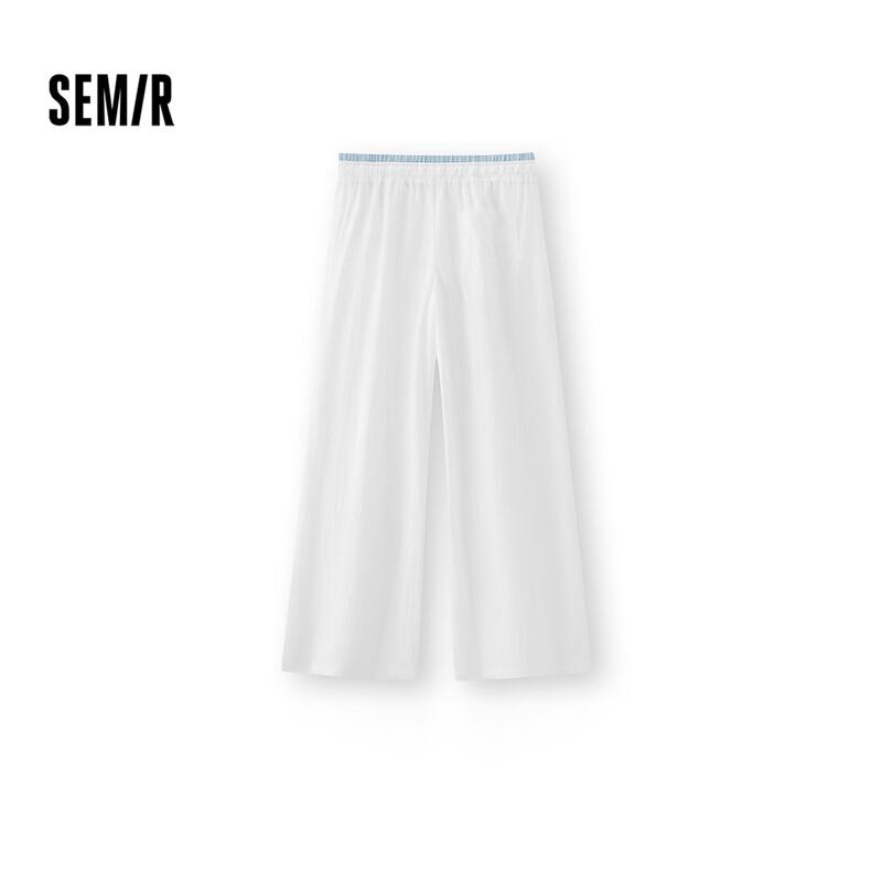 Semir Women's Summer Lace Color-Block Wide-Leg Cool-Feel Pants