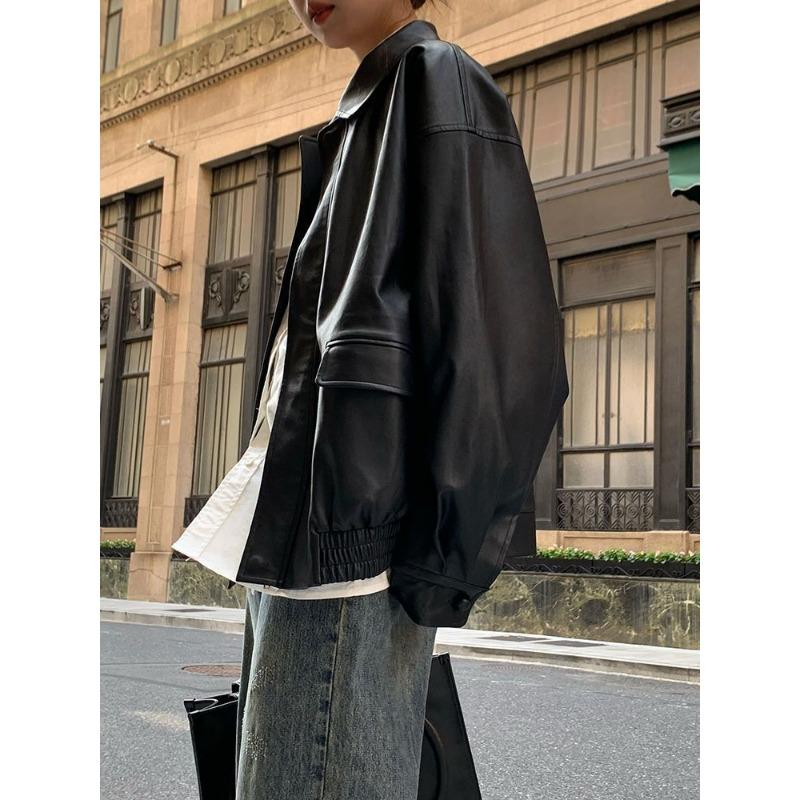 

Jmprs винтажная женская куртка из искусственной кожи женская уличная техническая одежда больших размеров из искусственной кожи мотобайкерские пальто Bf Punk повседневная укороченная верхняя одежда M чёрный