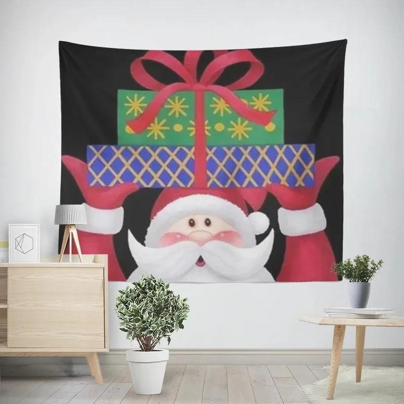 Cartoon Weihnachtsmann Muster Wandteppich Zuhause Schlafzimmer Wohnzimmer Wanddekoration Weihnachts-Themen Wandteppich