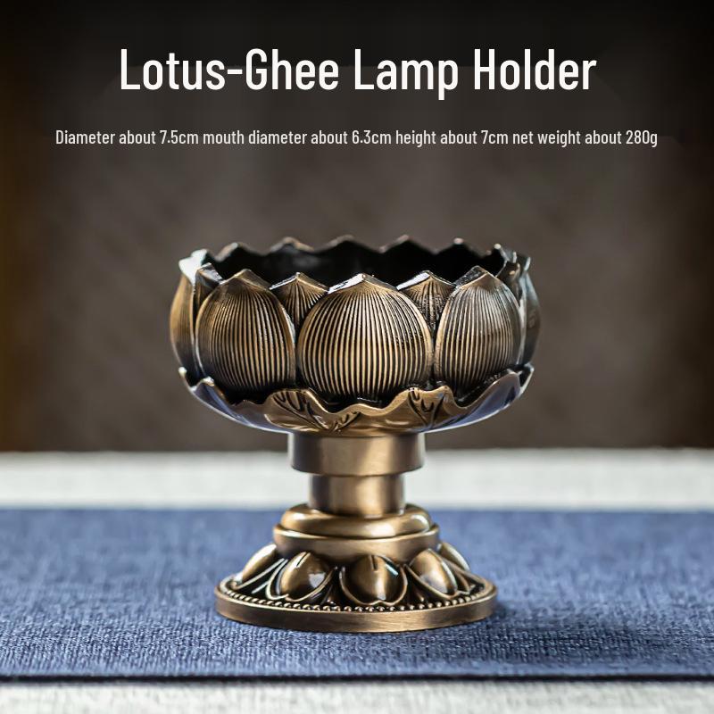 Lotus Metal Candle Holder for Buddha Altar or Home Offering